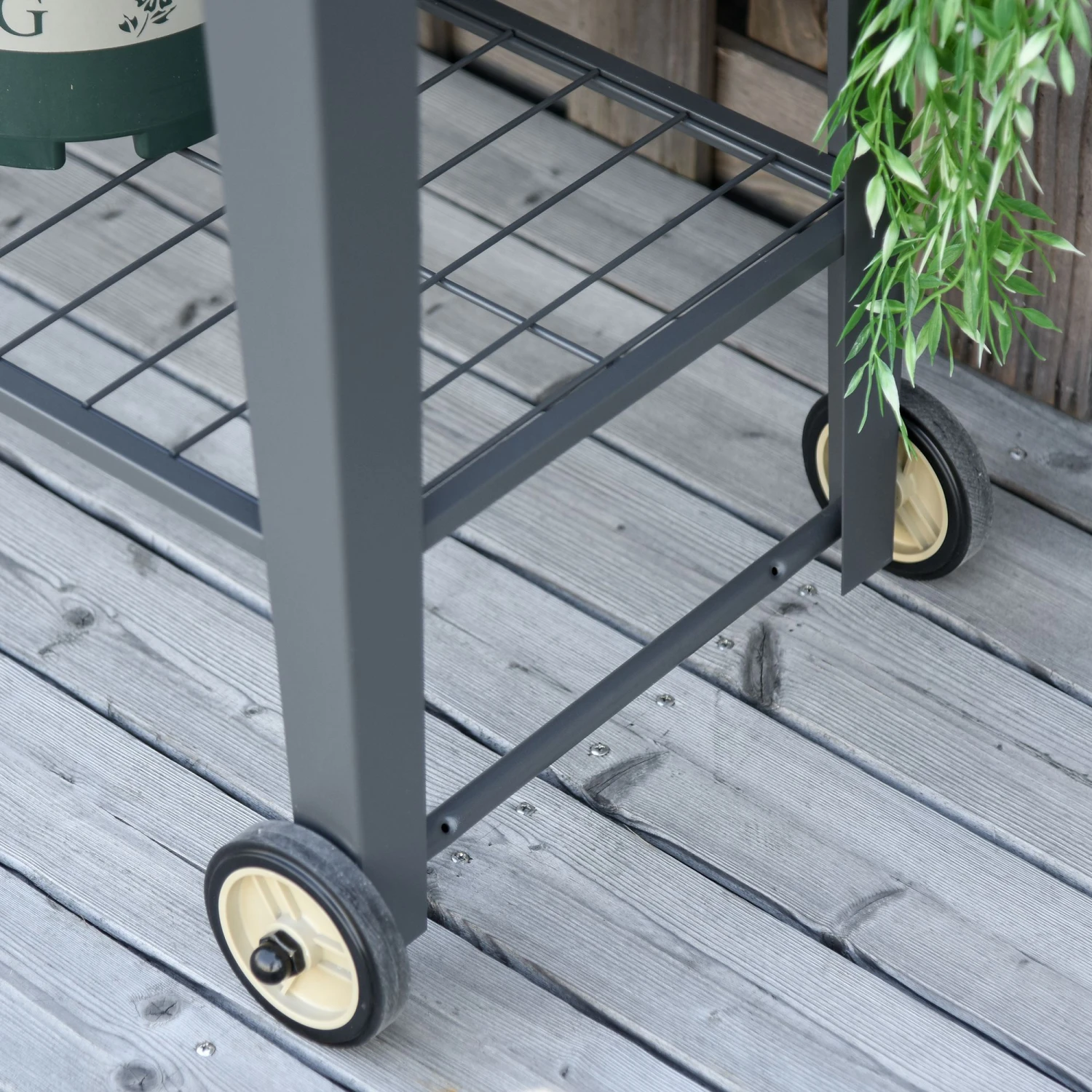 Outsunny 41" X 15" X 32" Raised Garden Bed Elevated With Wheels, Metal Elevated Planter Box With Bottom Shelf For Storing Tools & Water Drainage Hole, Grey 10 Outsunny 41" X 15" X 32" Raised Garden Bed Elevated With Wheels, Metal Elevated Planter Box With Bottom Shelf For Storing Tools & Water Drainage Hole, Grey - Image 10