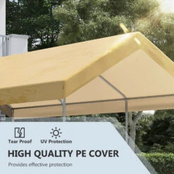 Outsunny 10' X 20' Heavy Duty Carport, Portable Garage & Patio Canopy Tent Storage Shelter, 8.7'-10.2' Adjustable Height, Anti-UV Cover For Car, Truck, Boat, Catering, Wedding, Beige -Outsunny gd5a09185873d5a50
