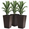 Outsunny Set Of 3 Tall Planters, Outdoor & Indoor Flower Pot Set For Front Door, Entryway, Patio And Deck, Brown
