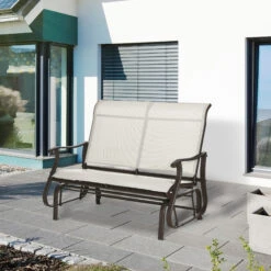 Outsunny 2-Person Outdoor Glider Bench,Patio Glider Loveseat Chair With Powder Coated Steel Frame,2 Seats Porch Rocking Glider For Backyard, Lawn, Garden And Porch, Cream White 16 Outsunny 2-Person Outdoor Glider Bench,Patio Glider Loveseat Chair With Powder Coated Steel Frame,2 Seats Porch Rocking Glider For Backyard, Lawn, Garden And Porch, Cream White -Outsunny gsAd4d17f4e987c8a