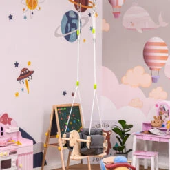 Outsunny Baby Swing Seat Wooden Toy Horse With Cotton Cushion Pillow Indoor Outdoor -Outsunny gup9a81811df625c8