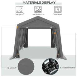 Outsunny 10' X 20' Carport Portable Garage, Heavy Duty Storage Tent, Patio Storage Shelter W/ Anti-UV PE Cover And Double Zipper Doors, For Motorcycle Bike Garden Tools -Outsunny gy8a09188526c58d9