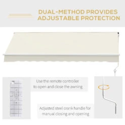 Outsunny 10' X 8.2' Outdoor Patio Motorized/Manual Retractable Outdoor Awning With Material Resistant To Water - Beige -Outsunny h4R88c1831c264836