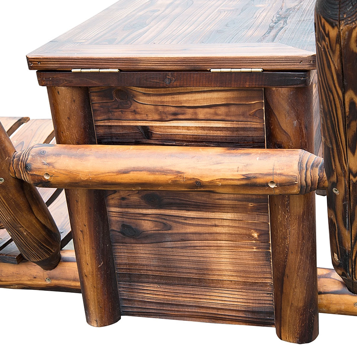 Outsunny Wooden Double Adirondack Chair Loveseat With Inset Ice Bucket, Rustic Aesethic, & Weather-Resistant Materials 13 Outsunny Wooden Double Adirondack Chair Loveseat With Inset Ice Bucket, Rustic Aesethic, & Weather-Resistant Materials - Image 13