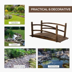 Outsunny 4.7ft Garden Bridge Arc Wood Footbridge Decorative Pond Bridge, Stained Wood -Outsunny hAab1017f39f50a43