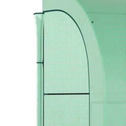 Outsunny 10' X 5' X 7' Lean To Greenhouse, Walk-In Green House, Plant Nursery With 2 Roll-up Doors And Windows, PE Cover And 3 Wire Shelves, Green -Outsunny hCj62917ed36955ce