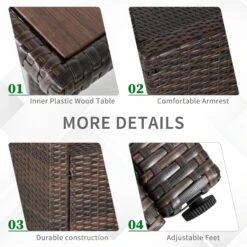 Outsunny 6 PCS Patio Dining Set All Weather Rattan Wicker Furniture Set With Wood Grain Top Table And Soft Cushions, Beige -Outsunny hOv75618104b93994