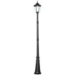 Outsunny 94.5" Solar Lamp Post Light, Dusk To Dawn Vintage Style Street Light, Aluminum Solar Powdered Lamp, PIR Motion Sensor For Garden, Lawn, Pathway, Driveway, Black