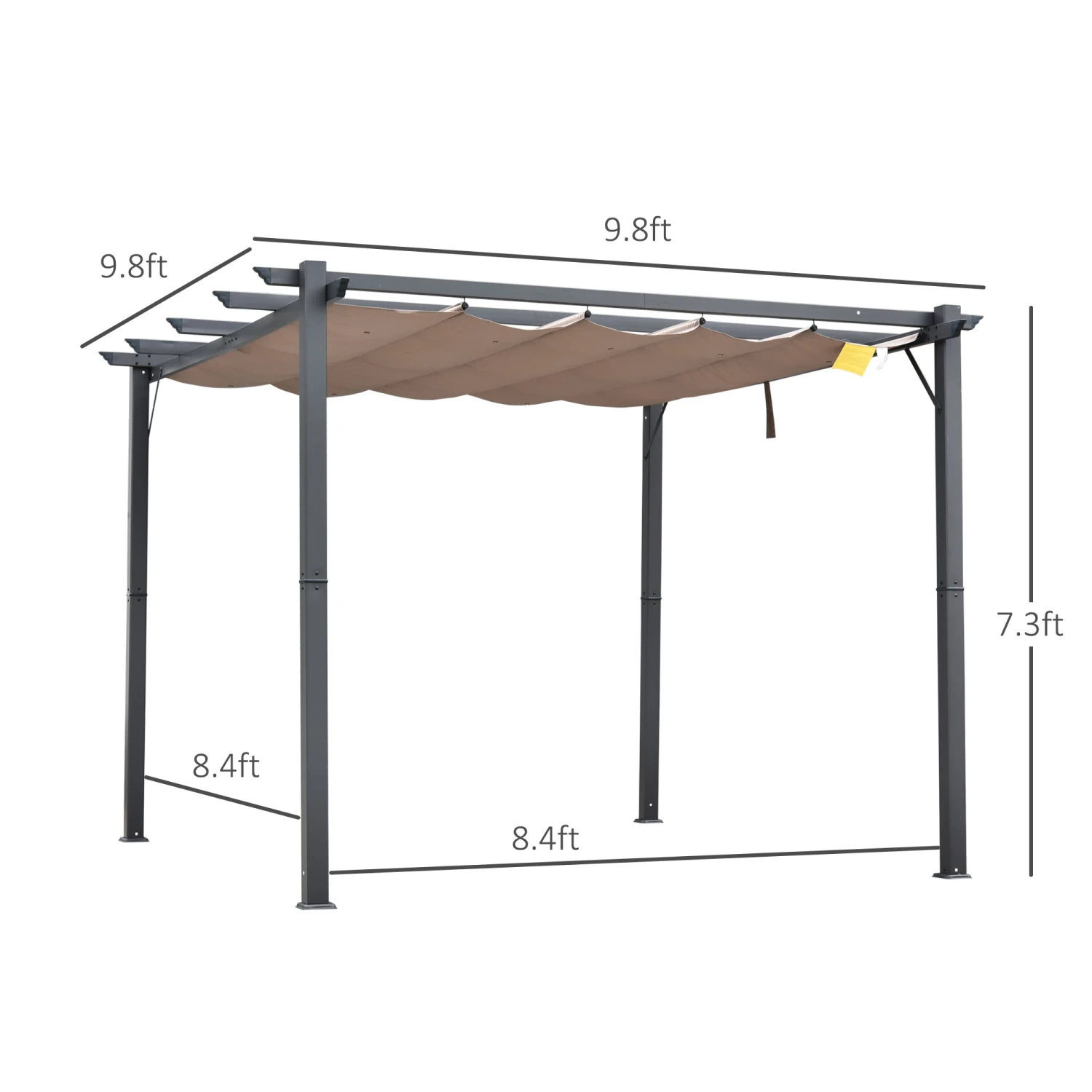 Outsunny 10' X 10' Outdoor Retractable Pergola Canopy, Aluminum Patio Pergola, Backyard Shade Shelter For Porch Party, Garden, Grill Gazebo, Grey 3 Outsunny 10' X 10' Outdoor Retractable Pergola Canopy, Aluminum Patio Pergola, Backyard Shade Shelter For Porch Party, Garden, Grill Gazebo, Grey - Image 3