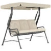 Outsunny 3-Seat Patio Swing Chair, Outdoor Swing Glider With Adjustable Canopy, Removable Thicken Cushion, And Weather Resistant Steel Frame, For Garden, Poolside, Backyard, Cream White