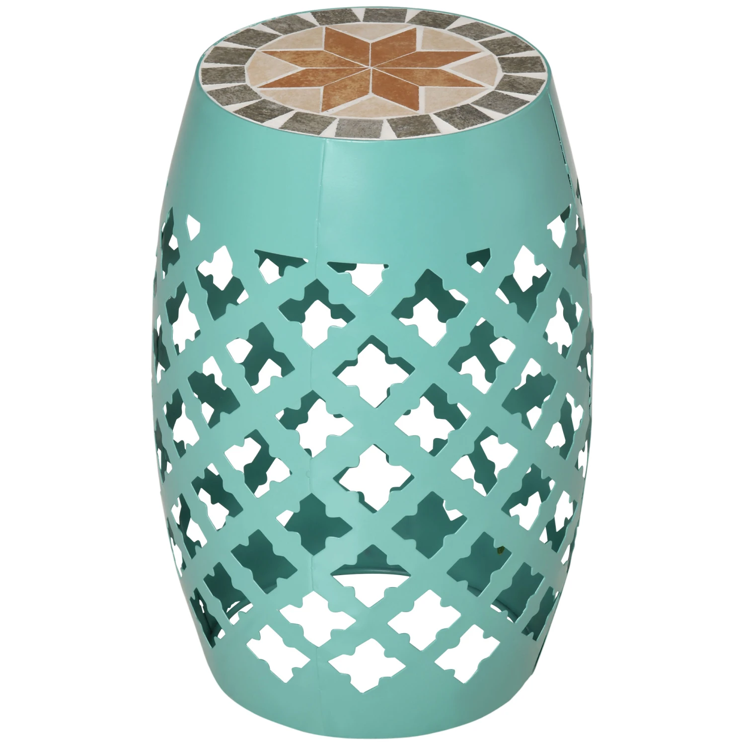 Outsunny 12" Round Patio Outdoor Footstool, Garden Mosaic Accent Side Table, Plant Stand, Blue 1 Outsunny 12" Round Patio Outdoor Footstool, Garden Mosaic Accent Side Table, Plant Stand, Blue