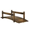 Outsunny 7.5' Wooden Garden Bridge With Planters, Stained Finish Arc Footbridge With Safety Railings For Backyard, Pond Stream, Stained Wood