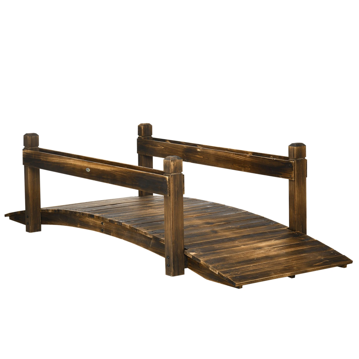 Outsunny 7.5' Wooden Garden Bridge With Planters, Stained Finish Arc Footbridge With Safety Railings For Backyard, Pond Stream, Stained Wood 1 Outsunny 7.5' Wooden Garden Bridge With Planters, Stained Finish Arc Footbridge With Safety Railings For Backyard, Pond Stream, Stained Wood