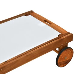 Outsunny Mesh Acacia Wood Adjustable Outdoor Sun Lounger With Wheels -Outsunny hxNf0217f73c606c4