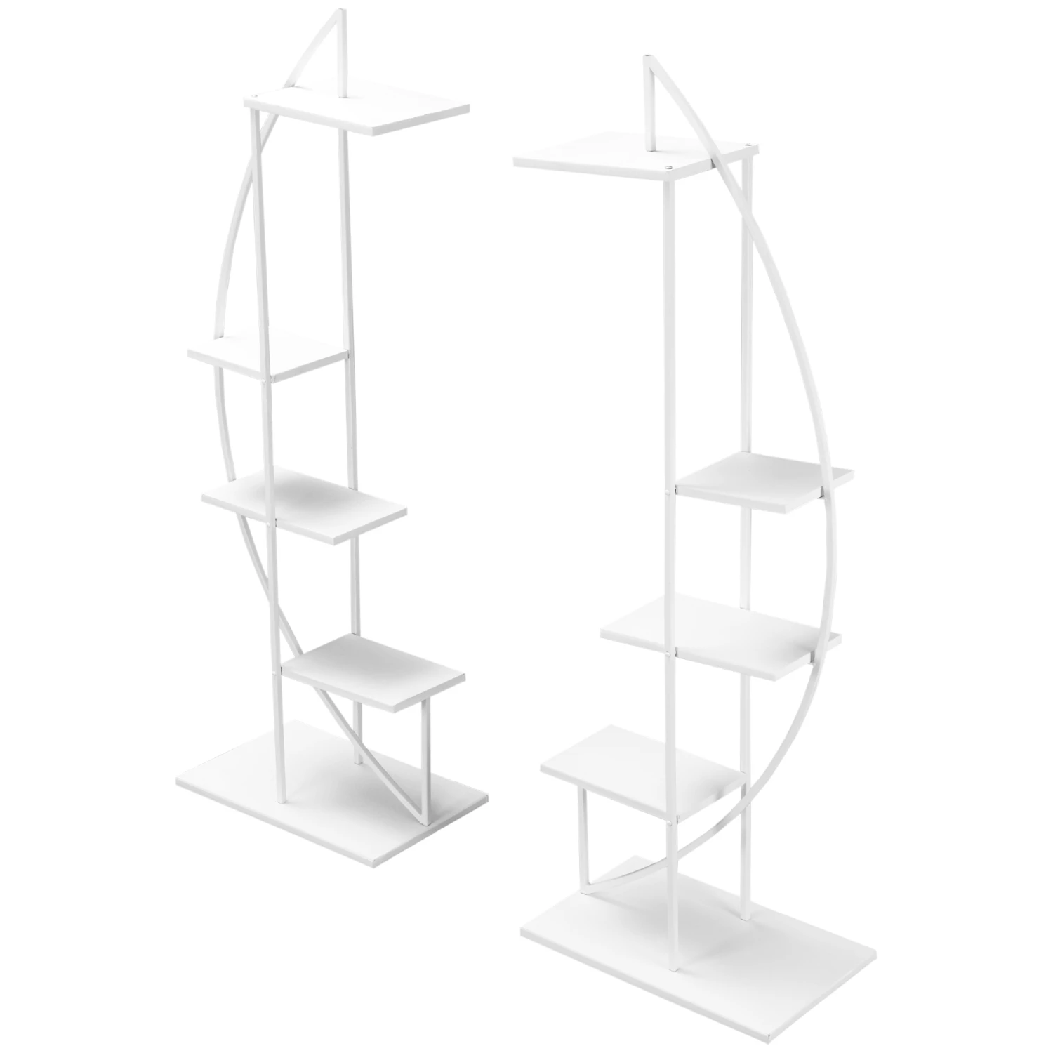 Outsunny 5 Tier Metal Plant Stand With Hangers, Half Moon Shape Flower Pot Display Shelf For Living Room Patio Garden Balcony Decor, White 11 Outsunny 5 Tier Metal Plant Stand With Hangers, Half Moon Shape Flower Pot Display Shelf For Living Room Patio Garden Balcony Decor, White - Image 11