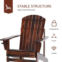 Outsunny Wooden Adirondack Chair, Outdoor Patio Lawn Chair With Cup Holder, Weather Resistant Lawn Furniture, Classic Lounge For Deck, Garden, Backyard, Fire Pit, Brown 19 Outsunny Wooden Adirondack Chair, Outdoor Patio Lawn Chair With Cup Holder, Weather Resistant Lawn Furniture, Classic Lounge For Deck, Garden, Backyard, Fire Pit, Brown -Outsunny i4Zb1017f73c19bc6