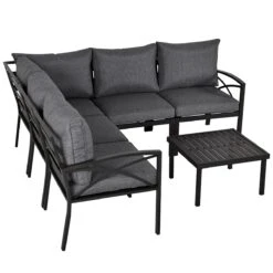 Outsunny 6PC Patio Furniture Set L-Shape Corner Sectional Sofa Set W/ Coffee Table Grey -Outsunny i4w51b17e6ae9a204