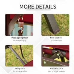 Outsunny 3-Seat Patio Swing Chair, Converting Flatbed, Outdoor Porch Swing Glider With Adjustable Canopy, Removable Cushions, Pillows For Garden, Poolside, Backyard, Red 17 Outsunny 3-Seat Patio Swing Chair, Converting Flatbed, Outdoor Porch Swing Glider With Adjustable Canopy, Removable Cushions, Pillows For Garden, Poolside, Backyard, Red -Outsunny iBWd8517e6956c83c