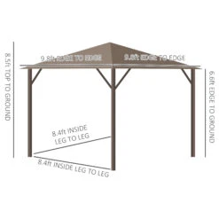 Outsunny 10' X 10' Hardtop Gazebo Canopy With Galvanized Steel Roof, Aluminum Frame, Permanent Pavilion Outdoor Gazebo With Hook, Netting And Curtains For Patio, Garden, Backyard, Light Brown -Outsunny iDic1717f4ea3a818