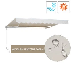 Outsunny 10' X 8' Manual Retractable Sun Shade Patio Awning - Cream White -Outsunny iF4f3c17e670cd51e