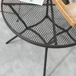 Outsunny 35" Round Outdoor Patio Bistro Dining Table, French Cafe Style, Conversation Space, Fast Drying Metal Mesh Tabletop For Garden, Backyard, Poolside, Black -Outsunny iIpb1018062da91e3