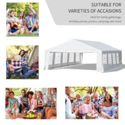 Outsunny 20' X 32' Heavy Duty Party Tent & Carport With Removable Sidewalls And Double Doors, Large Canopy Tent, Sun Shade Shelter, For Parties, Wedding, Outdoor Events, BBQ, White -Outsunny iJJa1e17e6c8ec65f