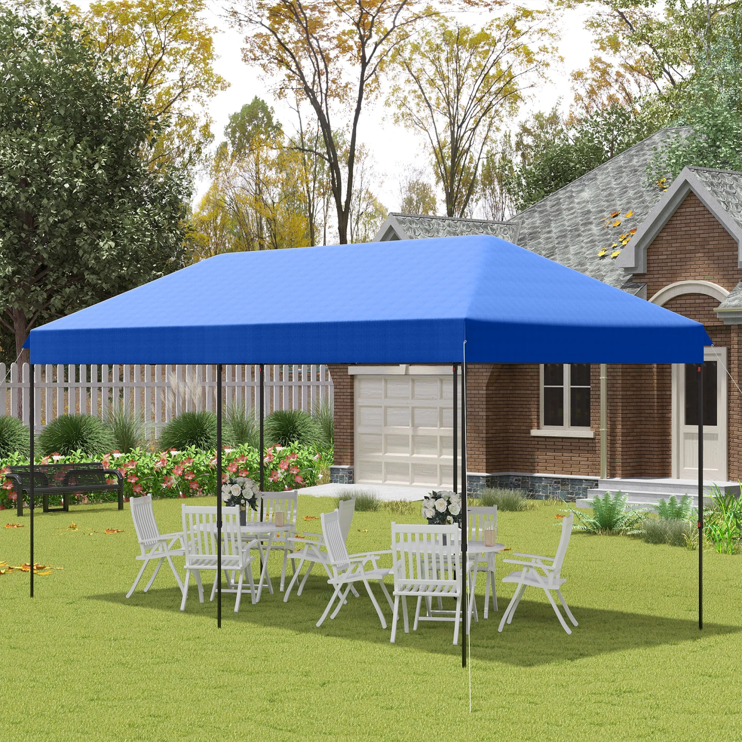 Outsunny 10' X 20' Pop Up Canopy Tent, Instant Sun Shelter, Tents For Parties, Height Adjustable, With Wheeled Carry Bag, For Outdoor, Garden, Patio, Dark Blue 8 Outsunny 10' X 20' Pop Up Canopy Tent, Instant Sun Shelter, Tents For Parties, Height Adjustable, With Wheeled Carry Bag, For Outdoor, Garden, Patio, Dark Blue - Image 8