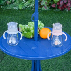 Outsunny Kids Folding Table And Chairs Set Shark Pattern For Outdoor Garden Patio Backyard With Removable & Height Adjustable Sun Umbrella, Blue -Outsunny iNQf0b180cb4fe93b