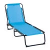 Outsunny 4-Position Reclining Beach Chair Chaise Lounge Folding Chair - Light Blue