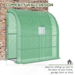 Outsunny 7' X 3' X 7' Outdoor Lean To Greenhouse, Walk-In Green House Plant Nursery With Roll-up Window, PE Cover, And 3-Tier Wire Shelves, Green -Outsunny iR037017ed36963a4
