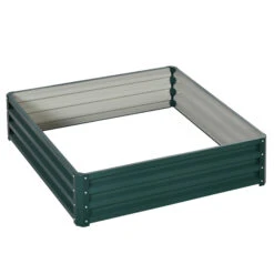 Outsunny 4' X 4' X 1' Galvanized Raised Garden Bed, Planter Raised Bed With Steel Frame For Vegetables, Flowers, Plants And Herbs, Green