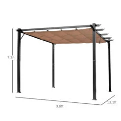 Outsunny 10' X 13' Outdoor Pergola Gazebo Backyard Canopy Cover Adjustable Sunshade, Grey -Outsunny iXOa4417e6ba0bf14