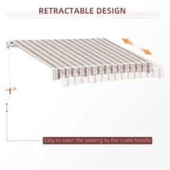 Outsunny 10' X 8' Manual Retractable Awning Sun Shade Shelter For Patio Deck Yard With UV Protection And Easy Crank Opening, Red & Beige -Outsunny igpb10181a40adae6