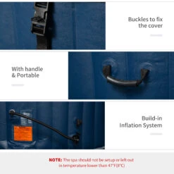 Outsunny 4-6 Person Inflatable Portable Hot Tub Spa 82'' X 26'' Outdoor Round Heated Spa W/ 130 Bubble Jets, Cover, Filter Cartridges - Blue -Outsunny ijJ88c17fe87ad972