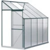 Outsunny 8' X 4' X 7' Hobby Greenhouse, Walk-in Lean-To Polycarbonate Hot House Kit With Aluminum Frame, Sliding Door, Roof Vent, Green