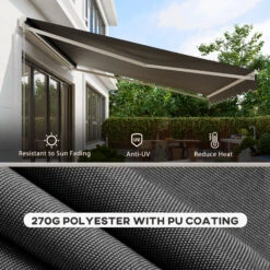 Outsunny 12' X 10' Electric Awning, Retractable Awning, UV Protection Sun Shade Shelter With Remote Controller And Manual Crank Handle For Deck, Balcony, Yard, Black 13 Outsunny 12' X 10' Electric Awning, Retractable Awning, UV Protection Sun Shade Shelter With Remote Controller And Manual Crank Handle For Deck, Balcony, Yard, Black -Outsunny isK88c188af1f505e