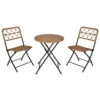 Outsunny 3 PCS Rattan Wicker Bistro Set With Easy Folding, Hand Woven Rattan Coffee Table And Chairs For Outdoor Lawn, Pool, Balcony & Garden, Natural