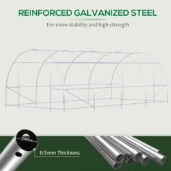 Outsunny Steel Frame Walk-In Tunnel Greenhouse Garden Warm House Large Hot House Kit With Windows & Door, 19' X 10' X 7', White -Outsunny ivw756188c3b87495