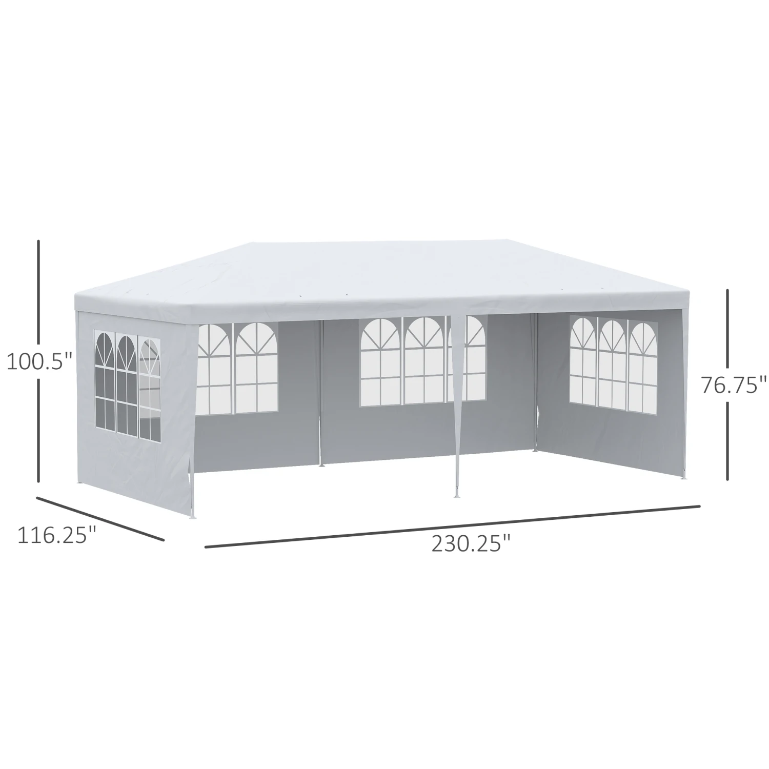 Outsunny Large 20' X 10' Gazebo Canopy Party Tent With 4 Removable Window Side Walls, Outdoor Events - White 3 Outsunny Large 20' X 10' Gazebo Canopy Party Tent With 4 Removable Window Side Walls, Outdoor Events - White - Image 3