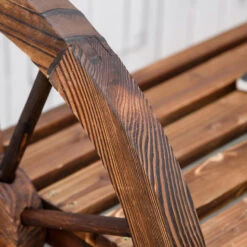Outsunny Wooden Wagon Wheel Bench, 3-Person Rustic Slatted Seat, Outdoor Patio Furniture, Brown -Outsunny j2Pd4d17f2768d0a0