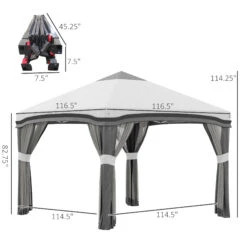 Outsunny 10' X 10' Pop Up Canopy Tent With Netting, Instant Tents For Parties, Height Adjustable, With Wheeled Carry Bag And 4 Sand Bags For Outdoor, Garden, Patio, Gray 11 Outsunny 10' X 10' Pop Up Canopy Tent With Netting, Instant Tents For Parties, Height Adjustable, With Wheeled Carry Bag And 4 Sand Bags For Outdoor, Garden, Patio, Gray -Outsunny j5fc17185be1a2f37