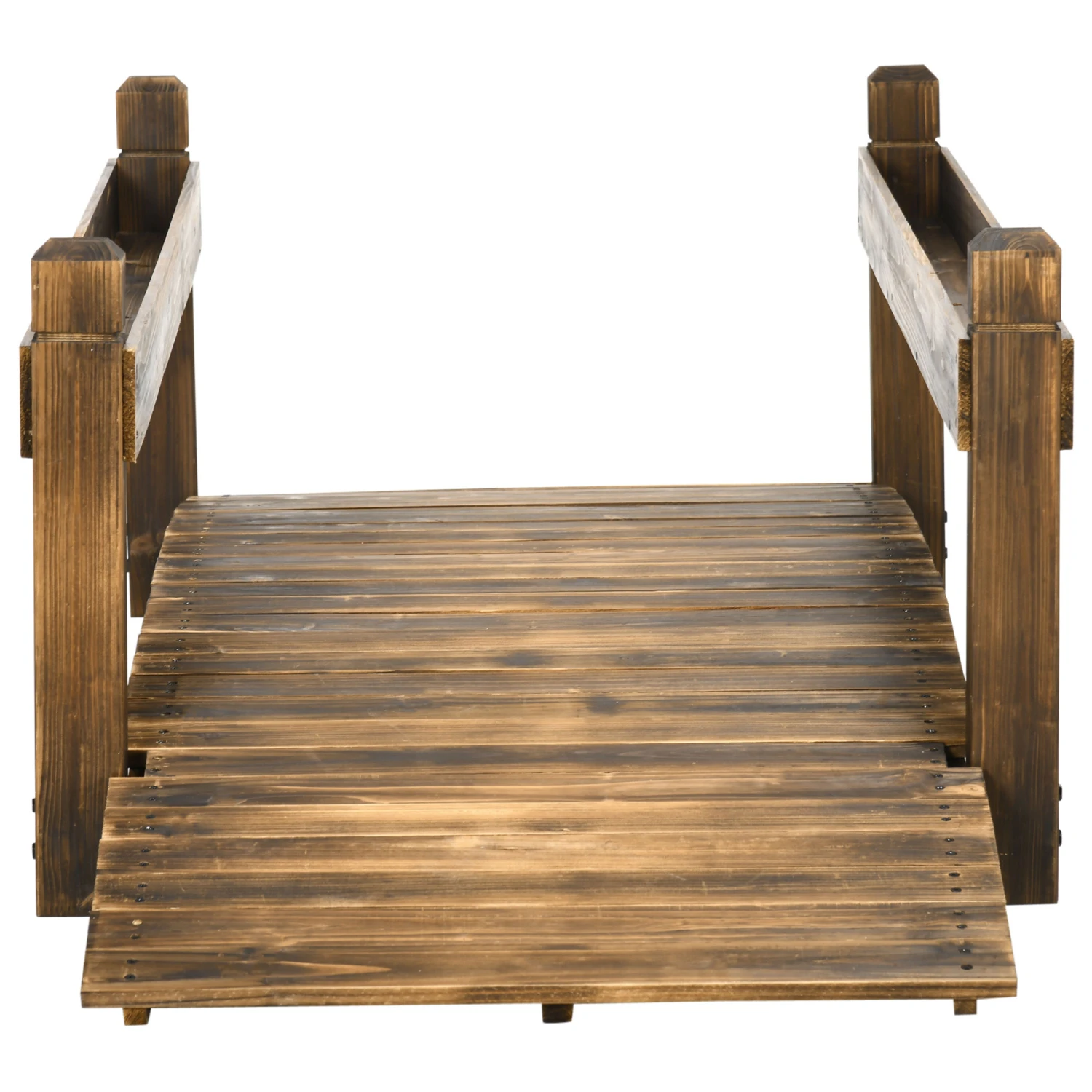 Outsunny 7.5' Wooden Garden Bridge With Planters, Stained Finish Arc Footbridge With Safety Railings For Backyard, Pond Stream, Stained Wood 6 Outsunny 7.5' Wooden Garden Bridge With Planters, Stained Finish Arc Footbridge With Safety Railings For Backyard, Pond Stream, Stained Wood - Image 6