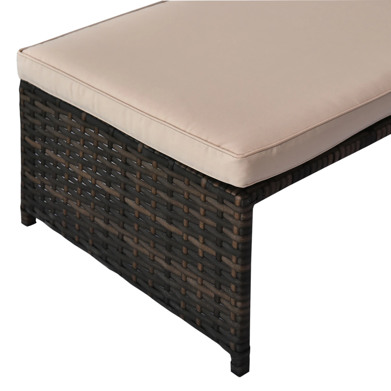 Outsunny 3 Piece Patio Furniture Set, Rattan Outdoor Sofa Set With Chaise Lounge & Loveseat, Soft Cushions, Tempered Glass Table, L-Shaped Sectional Couch, Beige 9 Outsunny 3 Piece Patio Furniture Set, Rattan Outdoor Sofa Set With Chaise Lounge & Loveseat, Soft Cushions, Tempered Glass Table, L-Shaped Sectional Couch, Beige - Image 9