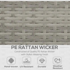 Outsunny 6 PCS Patio Dining Set All Weather Rattan Wicker Furniture Set With Wood Grain Top Table And Soft Cushions, Mixed Grey -Outsunny jBra0918243e782df