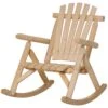 Outsunny Outdoor Wooden Rocking Chair, Rustic Adirondack Rocker With Slatted Seat, High Backrest, Armrests For Patio, Garden, And Porch, Large, Natural
