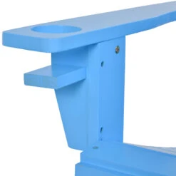 Outsunny Wooden Adirondack Chair, Outdoor Patio Lawn Chair With Cup Holder, Lawn Furniture, Classic Lounge For Deck, Garden, Backyard, Fire Pit, Blue -Outsunny jF1b1717fbee038a5