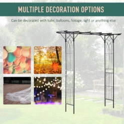 Outsunny 82'' Decorative Metal Garden Trellis Arch With Durable Steel Tubing & Elegant Scrollwork, Perfect For Weddings -Outsunny jFB88c17f7d5464a3