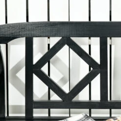 Outsunny Three-Person Wooden Bench, Three-Seater Outdoor Patio Bench, Backrest And Armrests, Rustic Country Diamond Pattern, Slatted Seat For Backyard, Porch Garden, Black -Outsunny jHt7561860aa22011