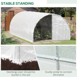 Outsunny 20' X 10' X 7' Large Walk-in Greenhouse, Steel Frame, PE Cover, 2 Zipper Doors, Outdoor Tunnel Hoop Hot House Kit For Tropical Plants, Flowers, Herbs & Vegetables, White -Outsunny jQd88c18871529006