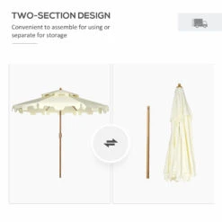 Outsunny 9' Patio Umbrella With Push Button Tilt And Crank, Double Top Ruffled Outdoor Market Table Umbrella With 8 Ribs, For Garden, Deck, Pool, Cream White -Outsunny jU68c61897186fc62
